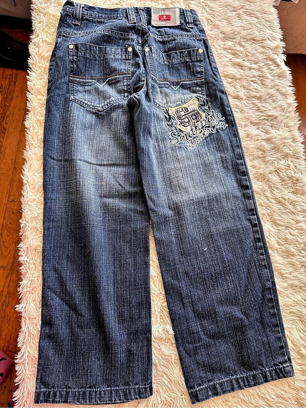 Southpole Boys Size 10 Embroidered Blue baggy jeans